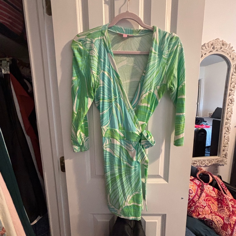 Lilly Pulitzer Green Patterned Midi Dress